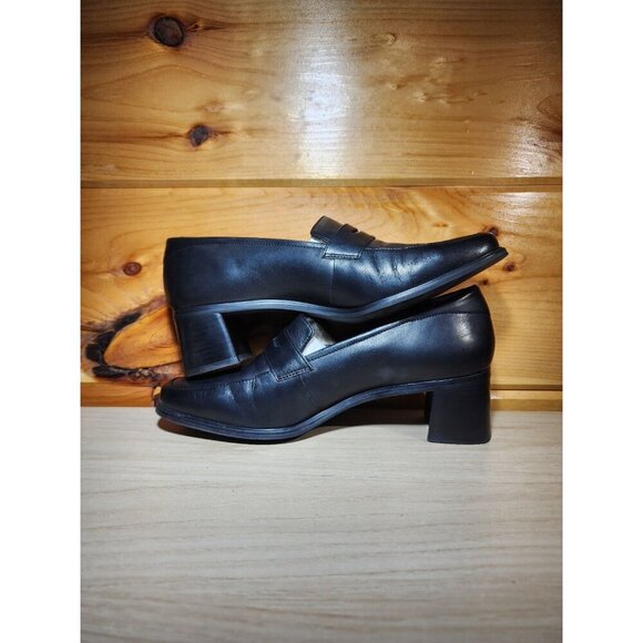 Rockport Women's Comfort by DMX Blue/Black Leather Loafers -Size 7.5W Block Heel - Picture 7 of 9